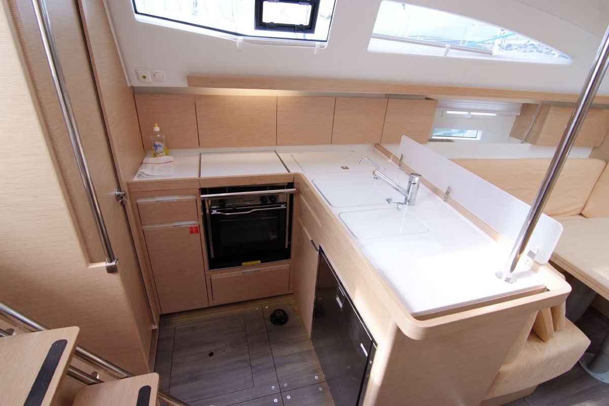 Galley of Desideria, a Elan Impression 40 sailboat at Punat, Croatia
