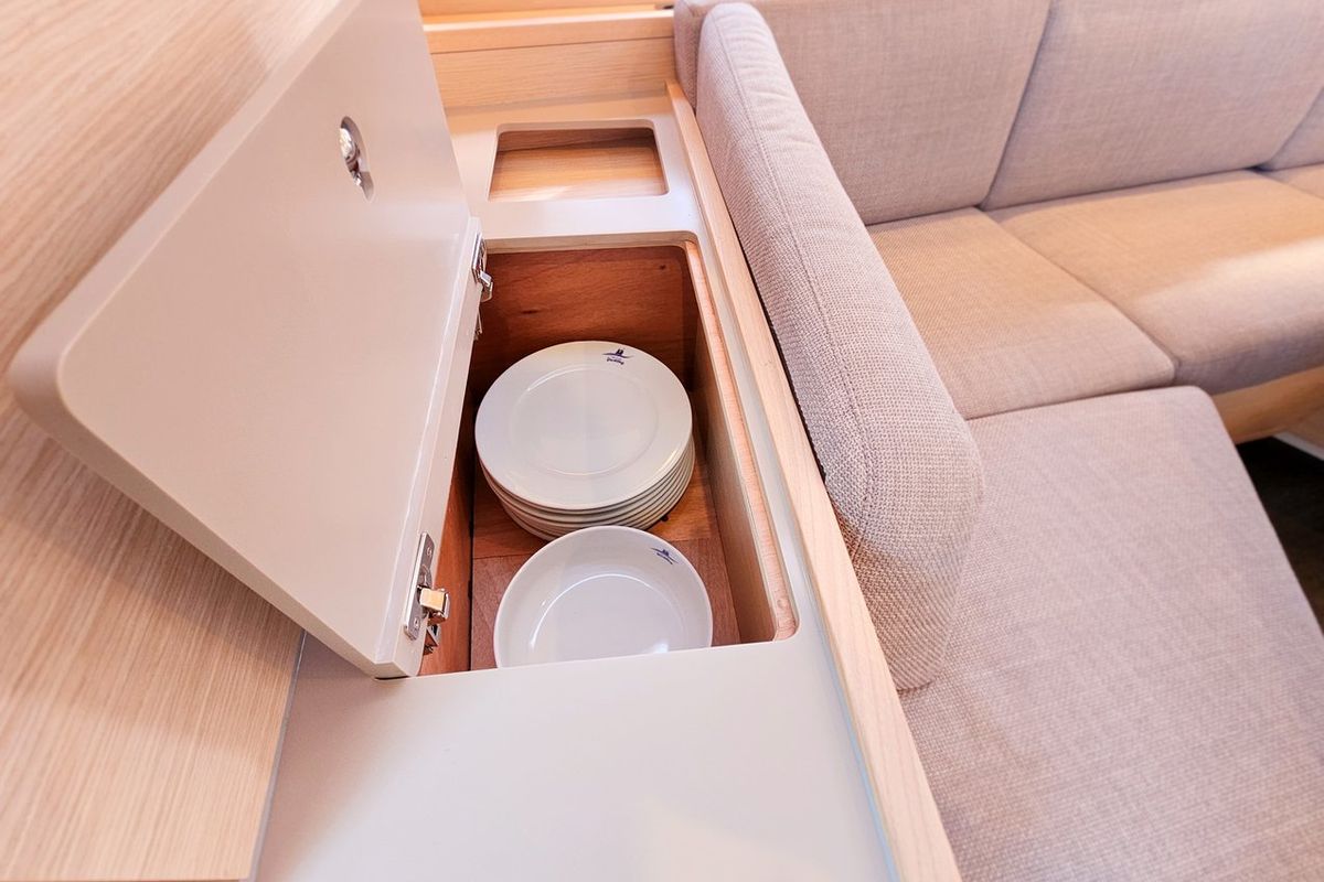 Salon of Presto, a Dufour 44 sailboat at Grad Kaštela, Croatia