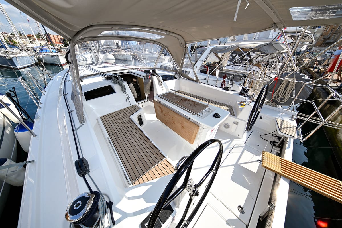 Deck of Orion, a Beneteau Oceanis 40.1 sailboat at Zadar, Croatia