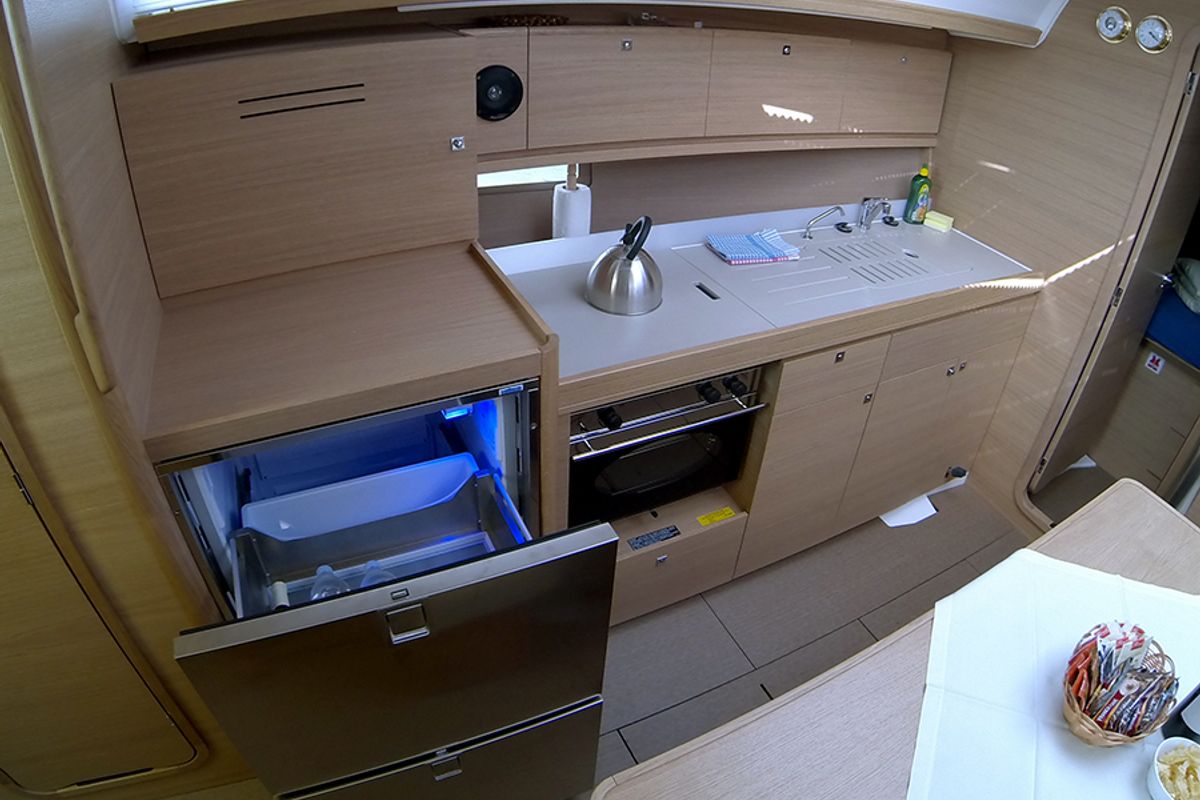 Galley of Major Tom, a Dufour 382 GL sailboat at Grad Šibenik, Croatia