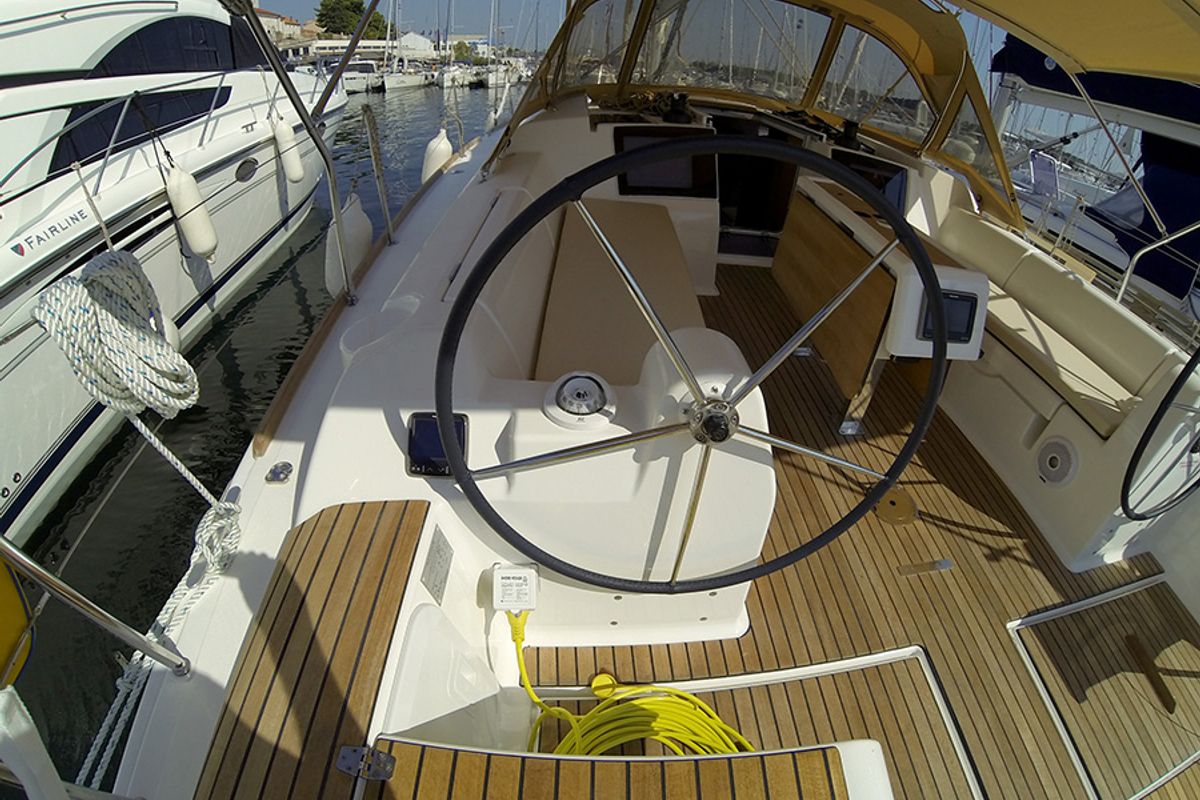 Cockpit of Major Tom, a Dufour 382 GL sailboat at Grad Šibenik, Croatia