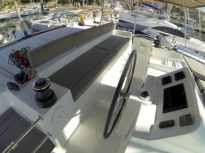 Cockpit of Marčelina, a Lagoon 450 catamaran at Grad Šibenik, Croatia