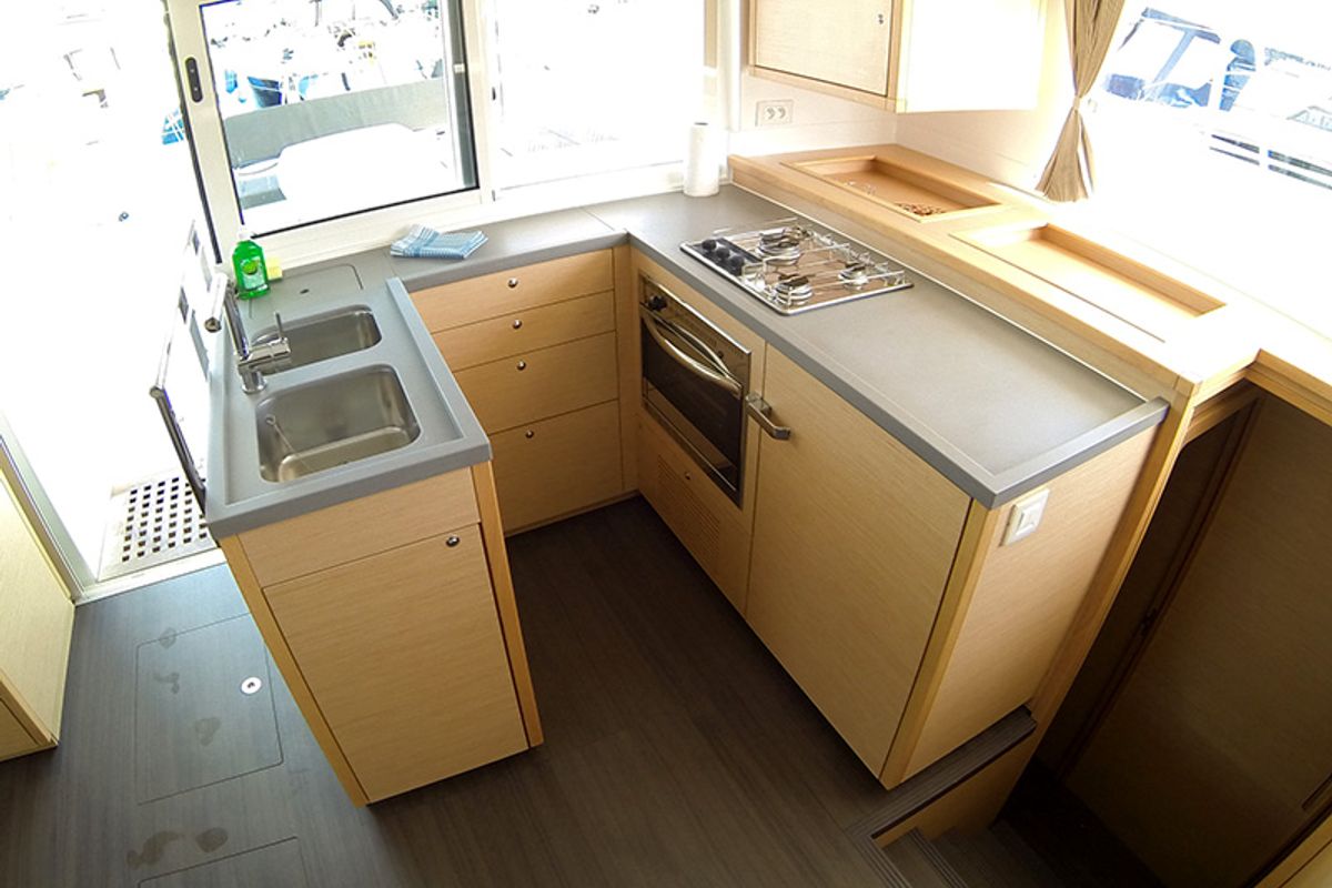 Galley of Marčelina, a Lagoon 450 catamaran at Grad Šibenik, Croatia