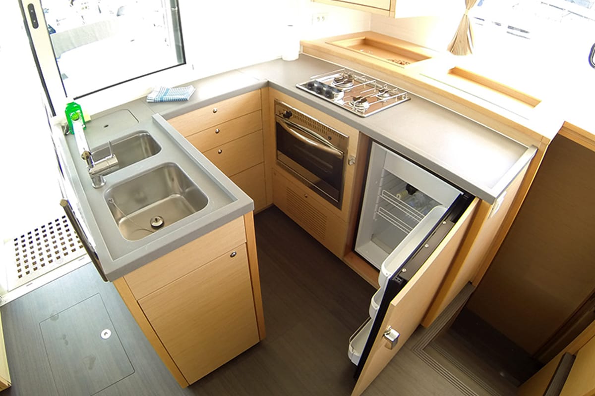 Galley of Marčelina, a Lagoon 450 catamaran at Grad Šibenik, Croatia