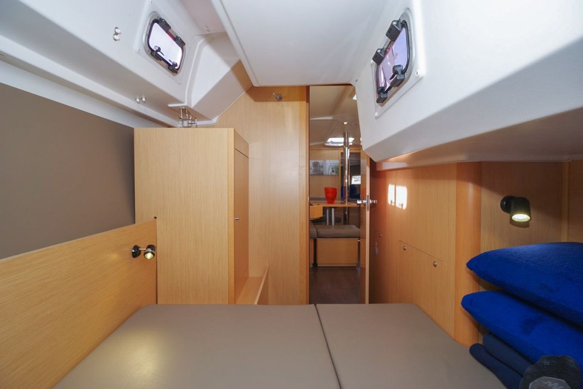 Cabin on MOIN, a Beneteau Oceanis 38 sailboat at Port de Pollença, Spain