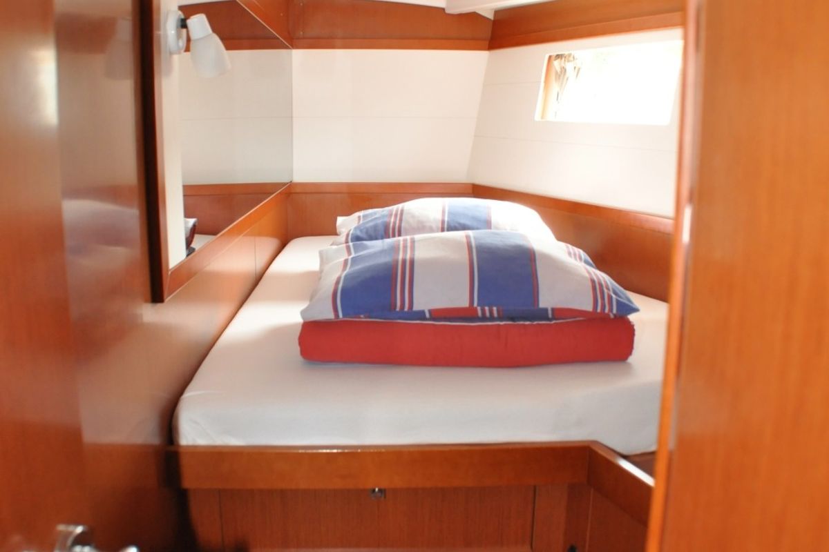 Cabin on Cheeky Lady, a Beneteau Oceanis 48 sailboat at Punat, Croatia