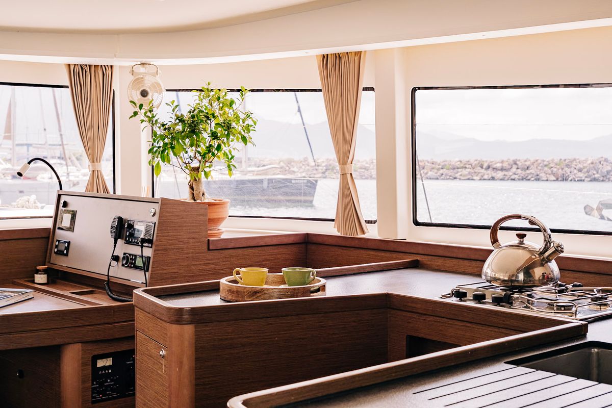 Galley of PNOE, a Lagoon 42 catamaran at Municipality of Kalamata, Greece