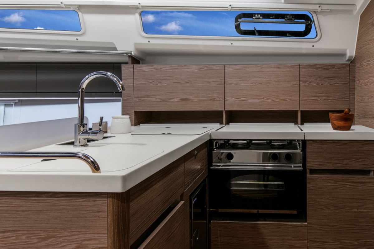 Galley of Jolana, a Hanse Yachts Hanse 388 sailboat at Dubrovnik, Croatia