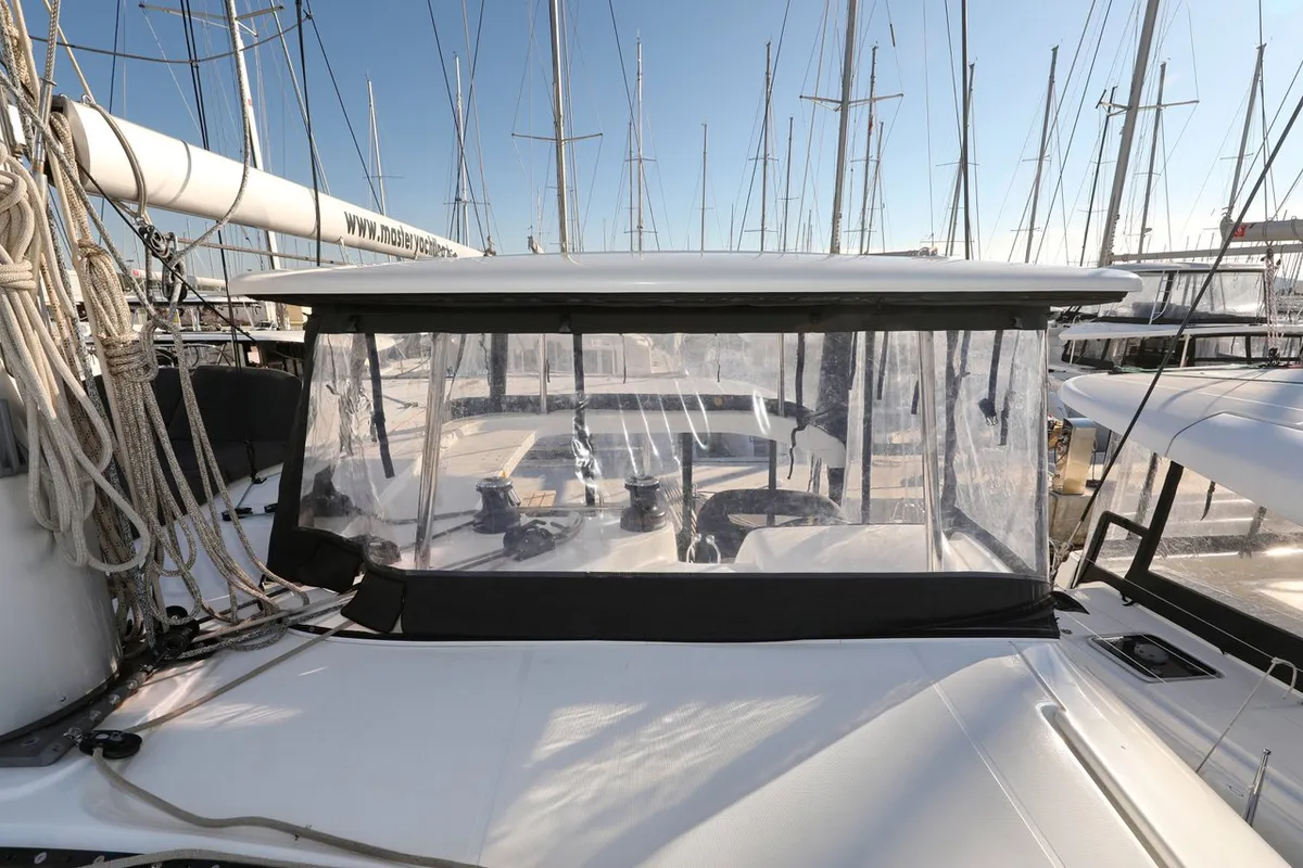 Deck of Madre Perla, a Lagoon 42 catamaran at Općina Sukošan, Croatia