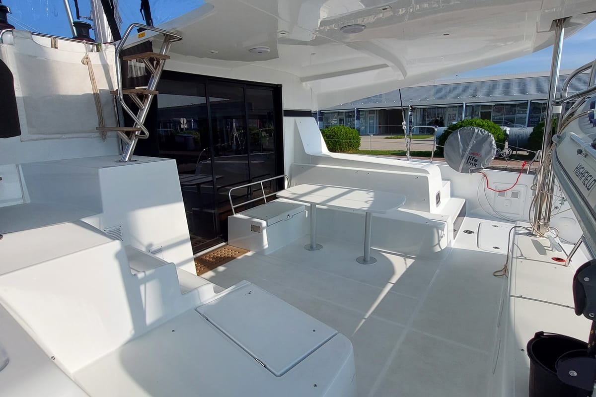 Deck of Madre Perla, a Lagoon 42 catamaran at Općina Sukošan, Croatia