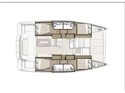 Floor plan of AF-B4.2, a Bali 4.2 catamaran at Volos Municipality, Greece