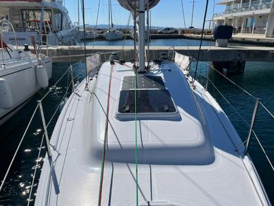 Deck of Šuferina, a Beneteau First 27 sailboat at Split, Croatia
