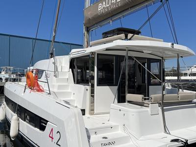 Exterior view of Tamboo, a Bali 4.2 catamaran at Central Abaco, Bahamas