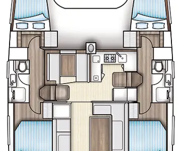 Floor plan of Krazadeen, a Nautitech Rochefort Nautitech 40 Open catamaran at Ajaccio, France