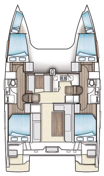 Floor plan of Krazadeen, a Nautitech Rochefort Nautitech 40 Open catamaran at Ajaccio, France