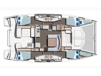 Floor plan of Unforgettable, a Leopard 48 catamaran at Eden Island Marina, Seychelles