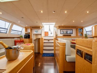 Salon of Lady 8, a CNB Bordeaux 95 sailboat at Svolvær, Norway