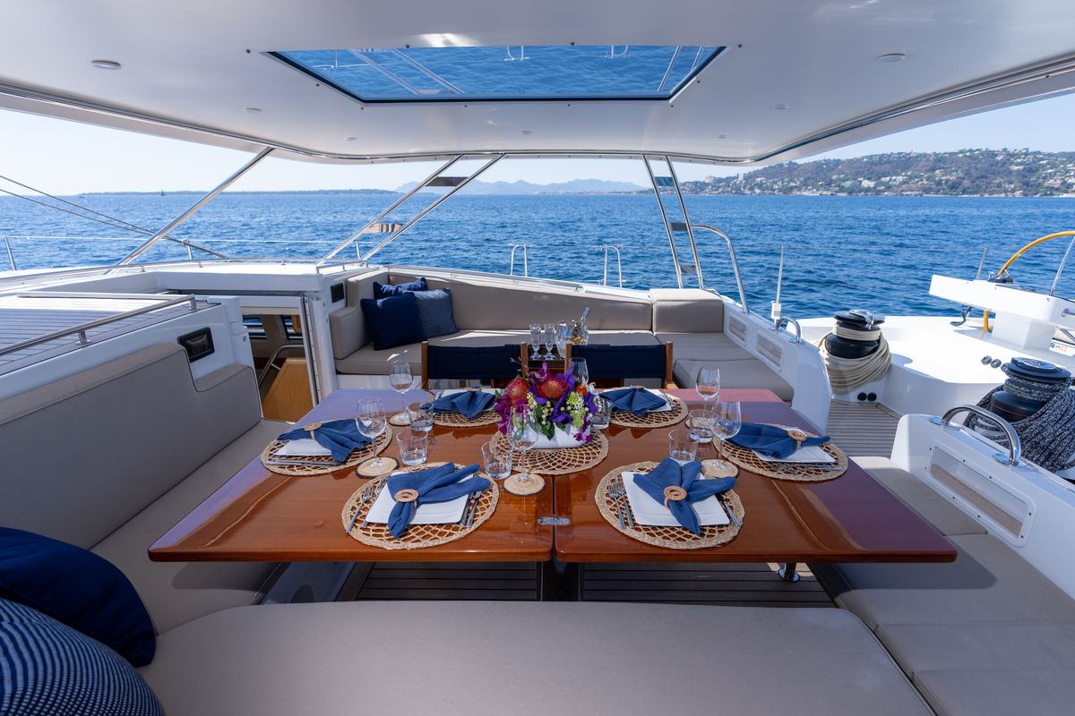 Deck of Lady 8, a CNB Bordeaux 95 sailboat at Svolvær, Norway