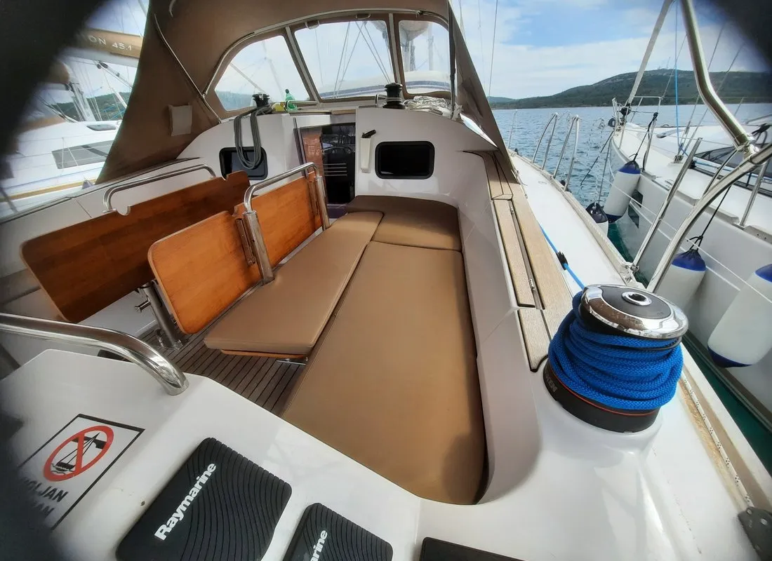 Cockpit of Kristi, a Elan Impression 45.1 sailboat at Pirovac, Croatia