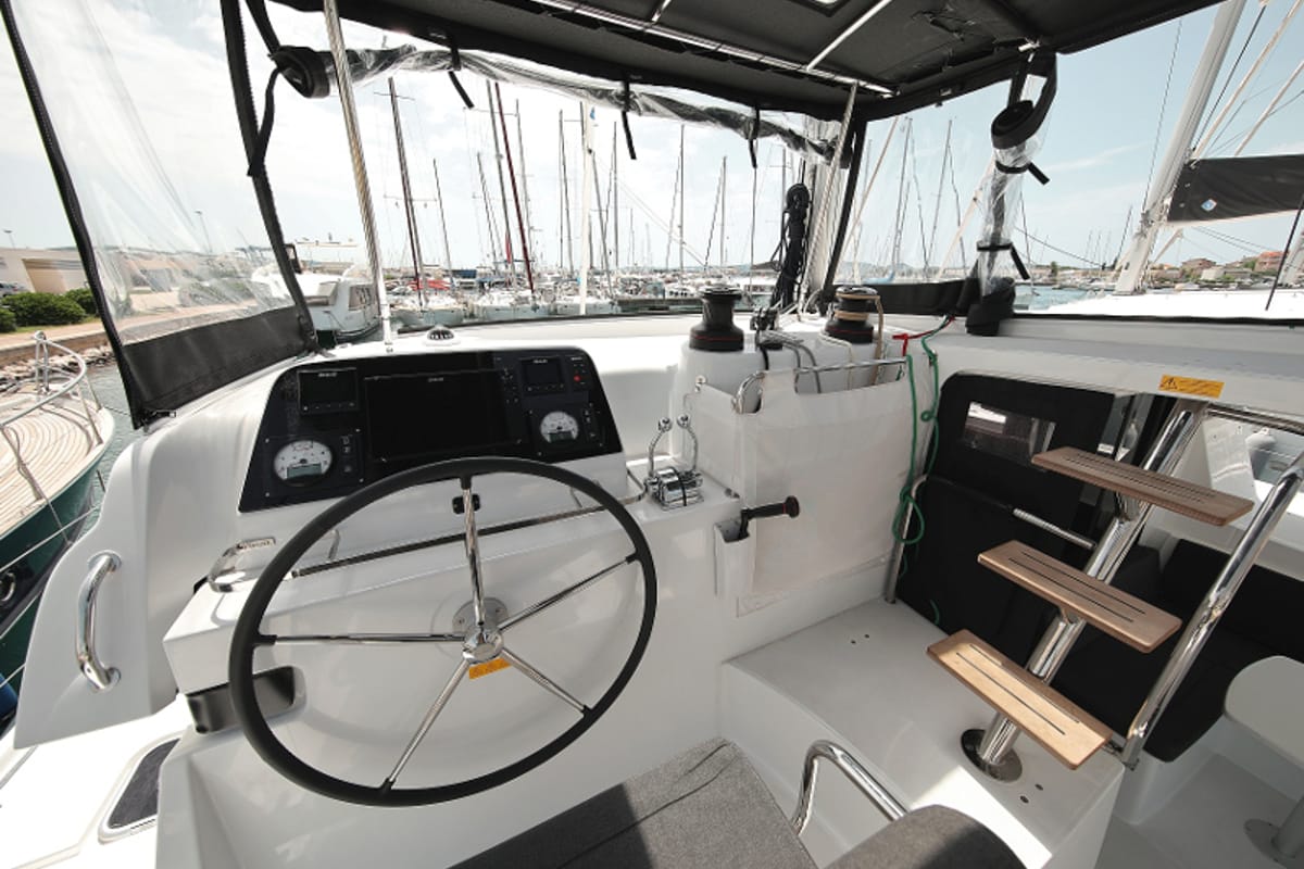 Cockpit of MASTERPIECE, a Lagoon 42 catamaran at Općina Sukošan, Croatia