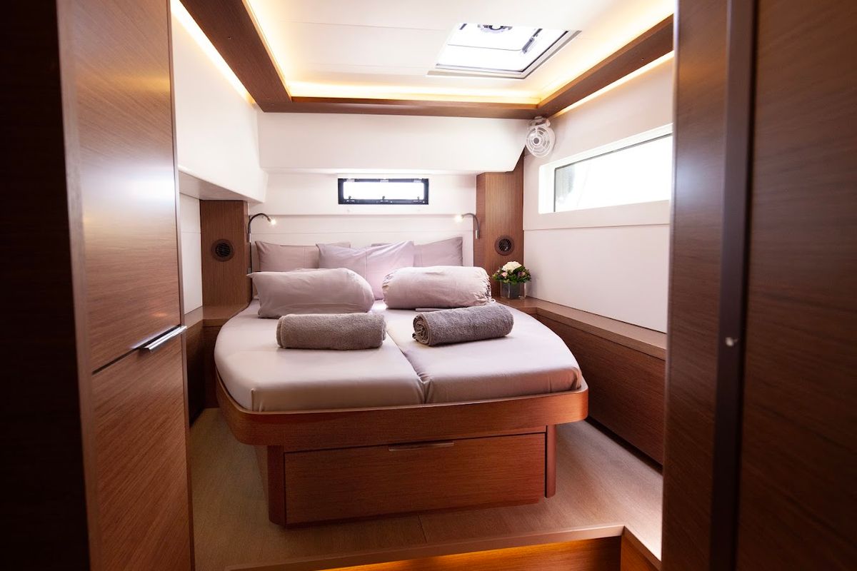 Cabin on Zen - Green Wave, a Lagoon 46 catamaran at Athens, Greece