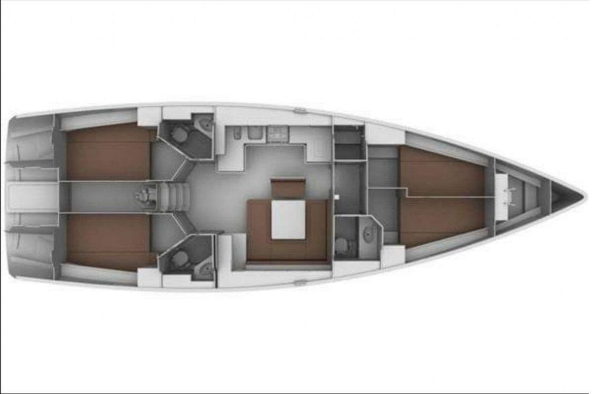 Floor plan of Bimba matta, a Bavaria 45 Cruiser sailboat at Piombino, Italy