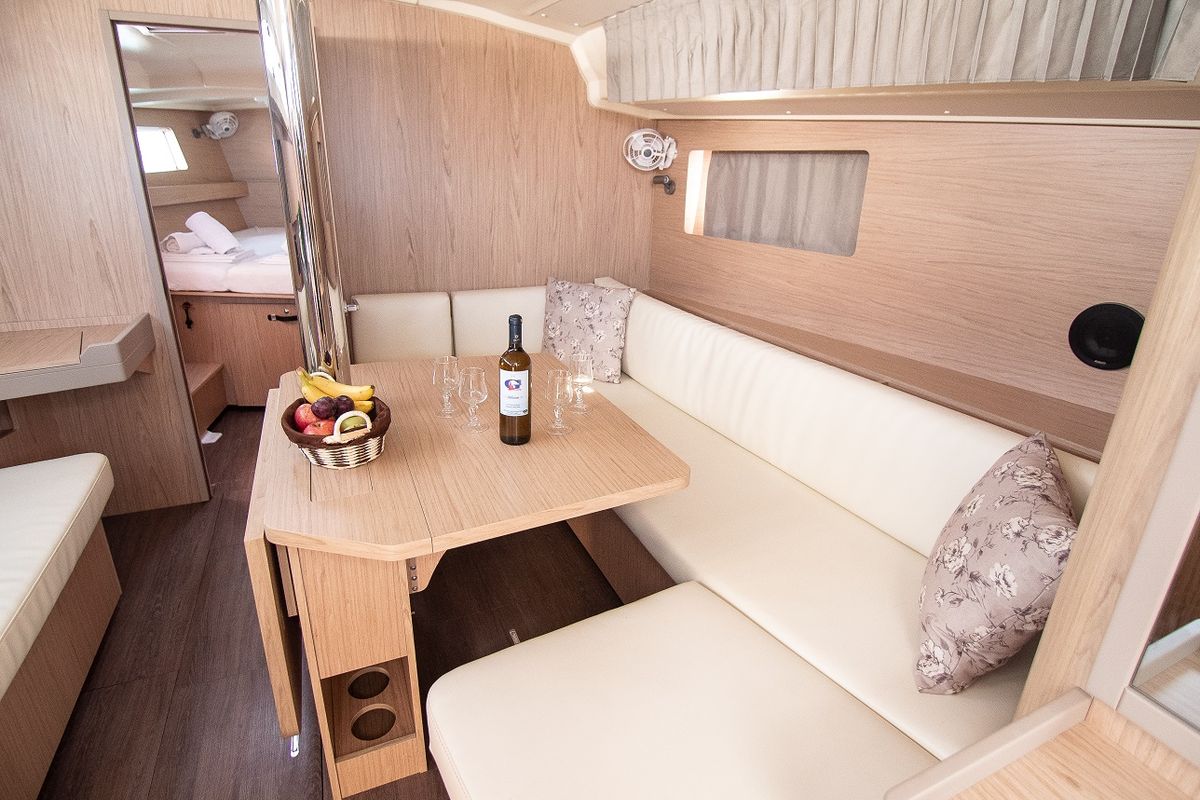 Salon of Aginor, a Beneteau Oceanis 41.1 sailboat at Municipal Unit of Nea Peramos, Greece