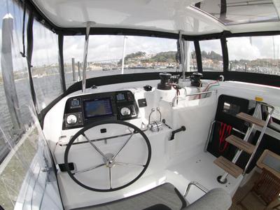 Cockpit of Titus, a Lagoon 42 OW catamaran at Općina Rogoznica, Croatia