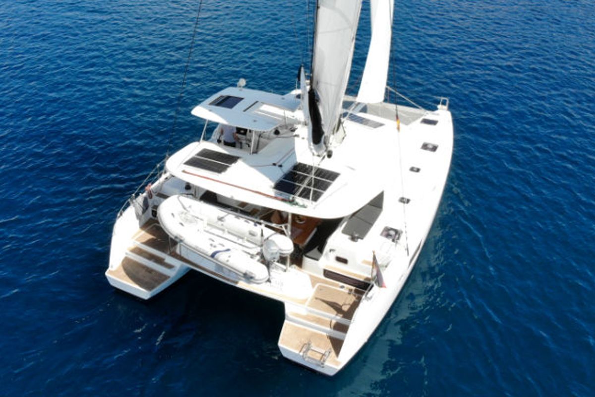 Exterior view of Titus, a Lagoon 42 OW catamaran at Općina Rogoznica, Croatia