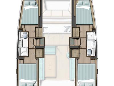 Floor plan of Ore et Philippe, a Bali Catsmart catamaran at Plan-d'Aups-Sainte-Baume, France
