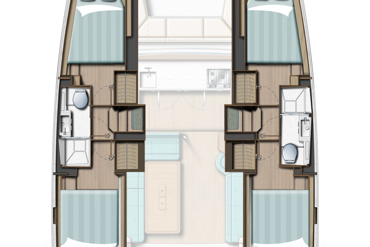 Floor plan of Ore et Philippe, a Bali Catsmart catamaran at Plan-d'Aups-Sainte-Baume, France