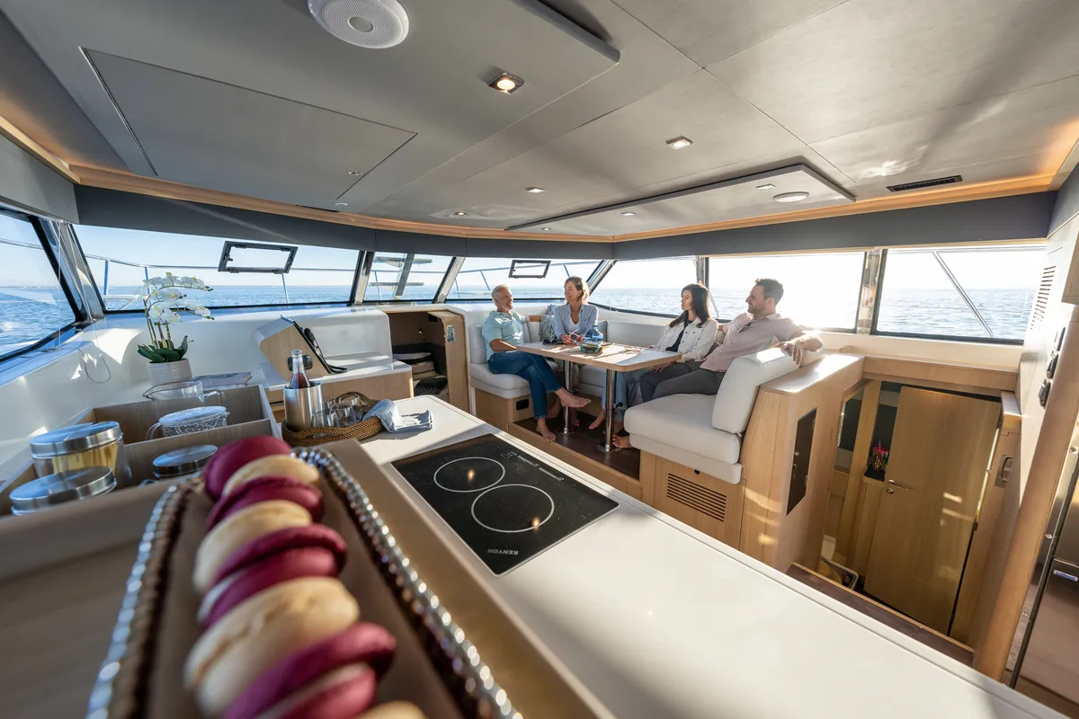 Salon of Big Joy, a Aquila Yachts Aquila 42 Yacht catamaran at Cannigione, Italy