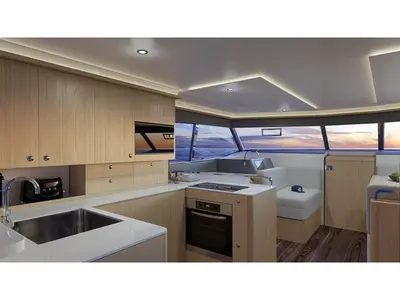 Galley of Big Joy, a Aquila Yachts Aquila 42 Yacht catamaran at Cannigione, Italy