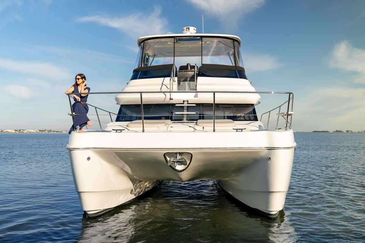 Exterior view of Big Joy, a Aquila Yachts Aquila 42 Yacht catamaran at Cannigione, Italy