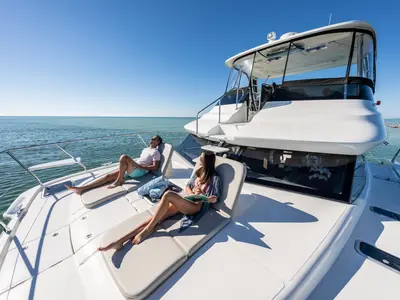 Deck of Big Joy, a Aquila Yachts Aquila 42 Yacht catamaran at Cannigione, Italy
