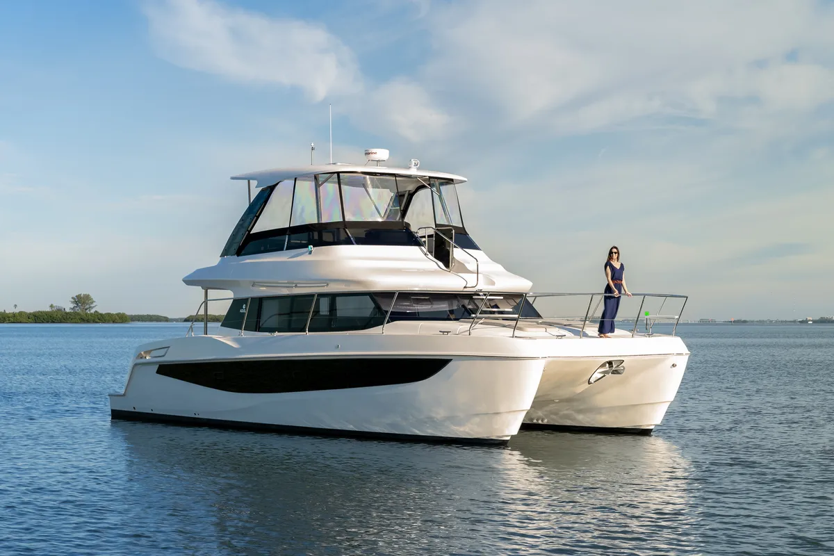 Exterior view of Big Joy, a Aquila Yachts Aquila 42 Yacht catamaran at Cannigione, Italy