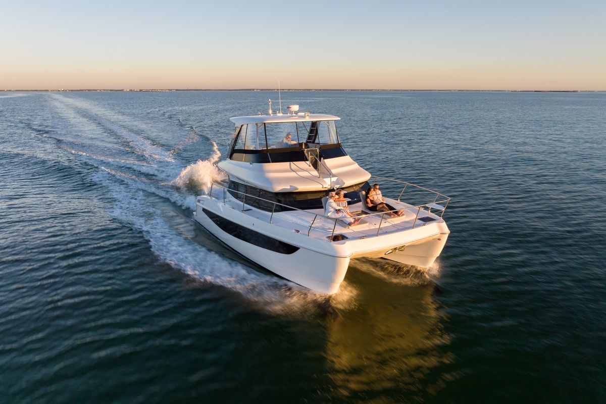 Exterior view of Big Joy, a Aquila Yachts Aquila 42 Yacht catamaran at Cannigione, Italy