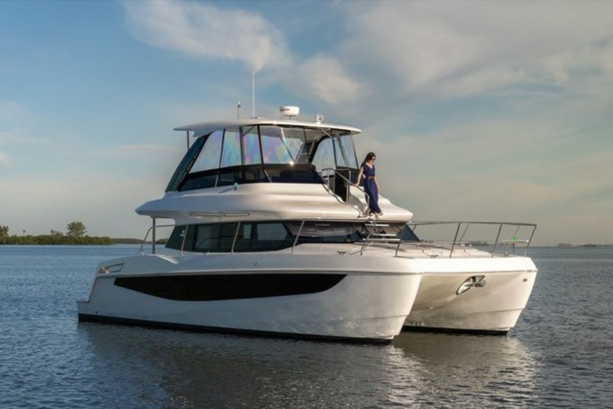Exterior view of Big Joy, a Aquila Yachts Aquila 42 Yacht catamaran at Cannigione, Italy