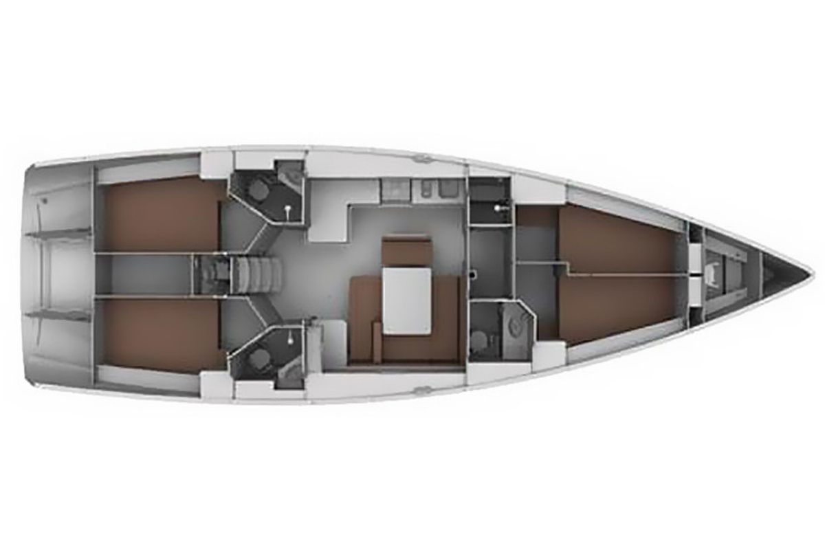Floor plan of Meli, a Bavaria Cruiser 45 sailboat at Općina Sukošan, Croatia