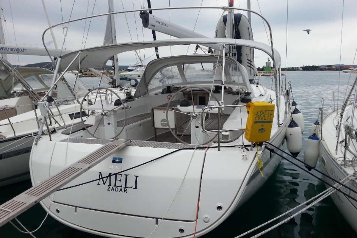 Exterior view of Meli, a Bavaria Cruiser 45 sailboat at Općina Sukošan, Croatia