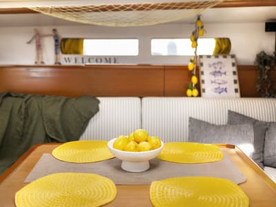 Cabin on Lemon, a Jeanneau Sun Odyssey 469 sailboat at Preveza, Greece