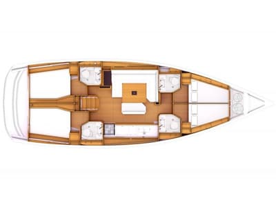 Salon of Lemon, a Jeanneau Sun Odyssey 469 sailboat at Preveza, Greece