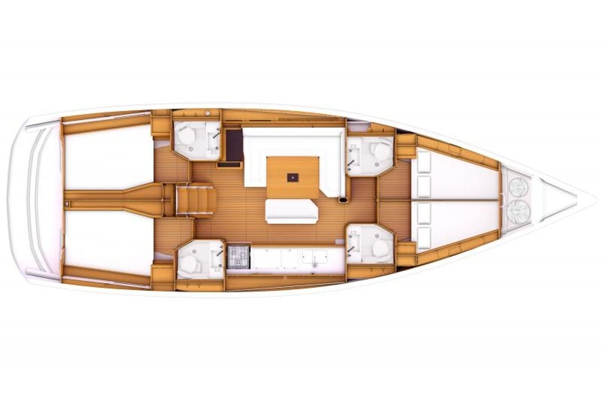 Salon of Lemon, a Jeanneau Sun Odyssey 469 sailboat at Preveza, Greece