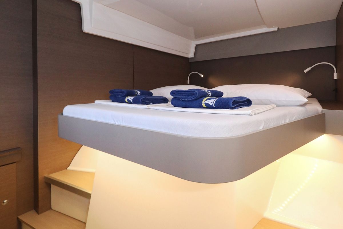 Cabin on Gonggong, a Bali Catspace catamaran at Grad Trogir, Croatia