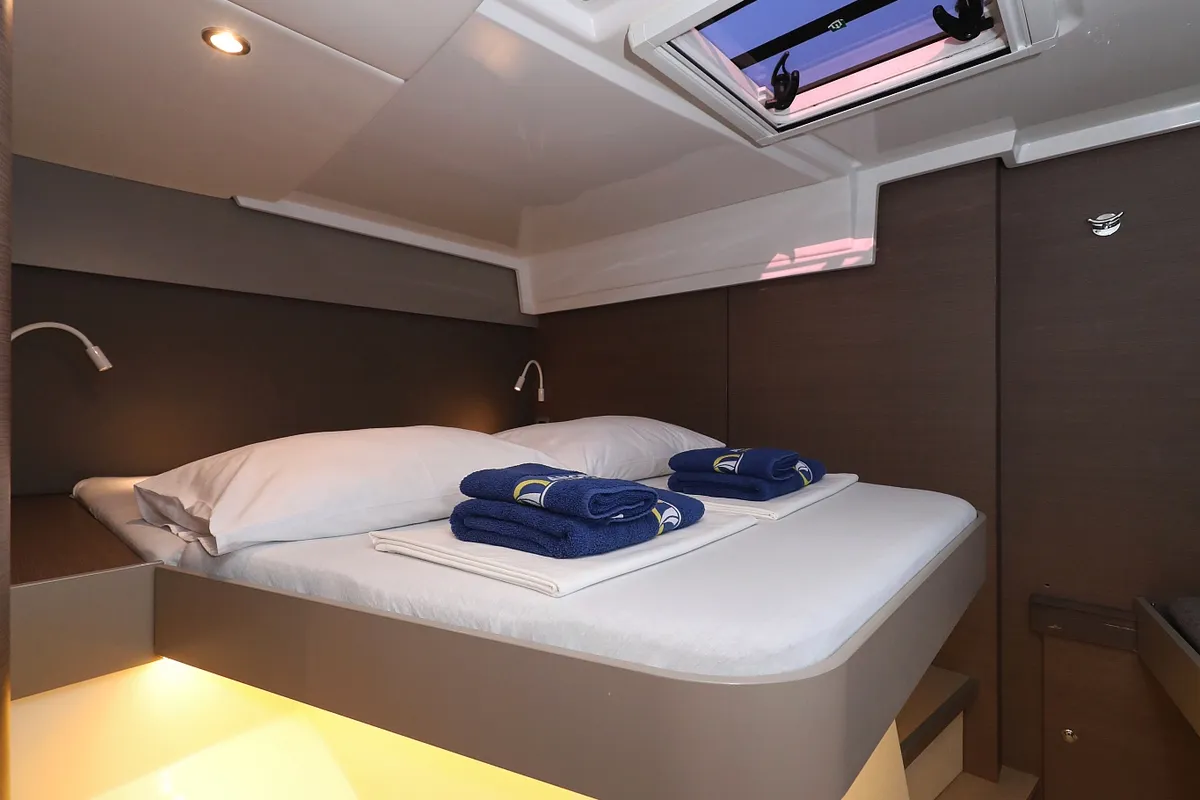 Cabin on Gonggong, a Bali Catspace catamaran at Grad Trogir, Croatia