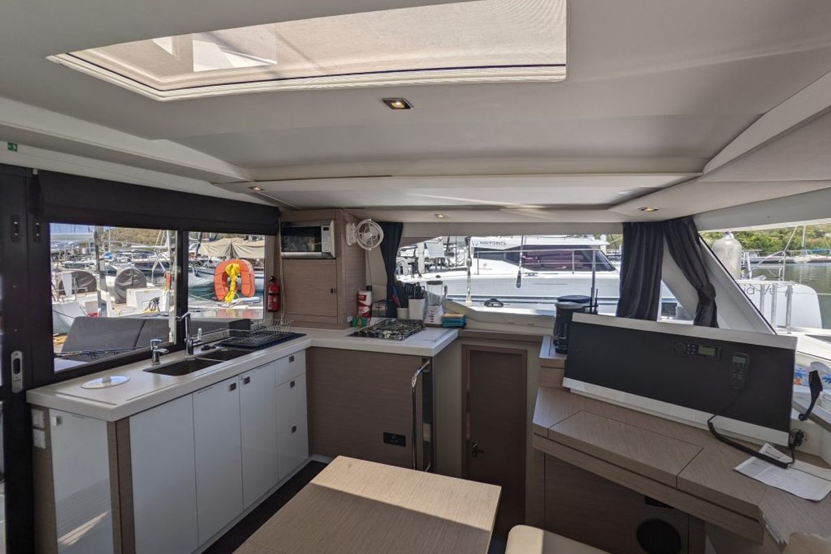 Galley of Hoppy Choppy, a Fountaine Pajot Isla 40 catamaran at Road Town, British Virgin Islands