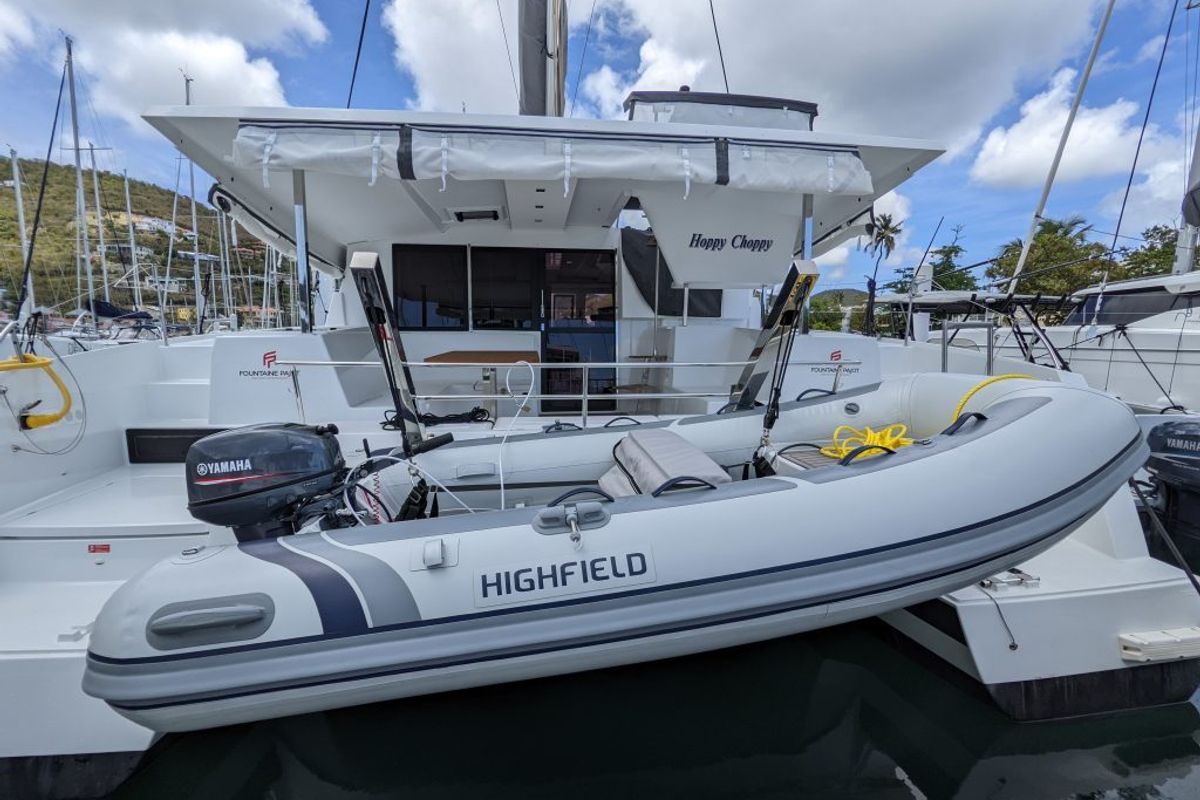 Hoppy Choppy, a Fountaine Pajot Isla 40 catamaran at Road Town, British Virgin Islands