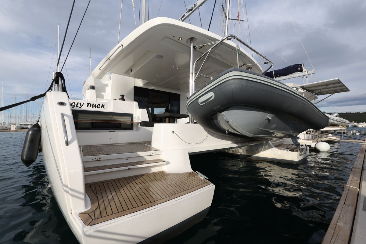 Exterior view of UGLY DUCK, a Lagoon 50 catamaran at Općina Sukošan, Croatia