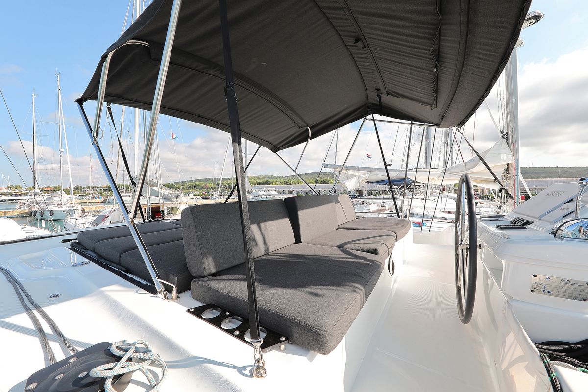 Cockpit of UGLY DUCK, a Lagoon 50 catamaran at Općina Sukošan, Croatia