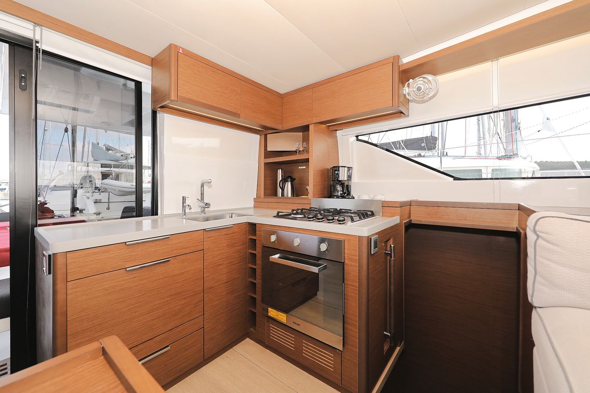 Galley of UGLY DUCK, a Lagoon 50 catamaran at Općina Sukošan, Croatia